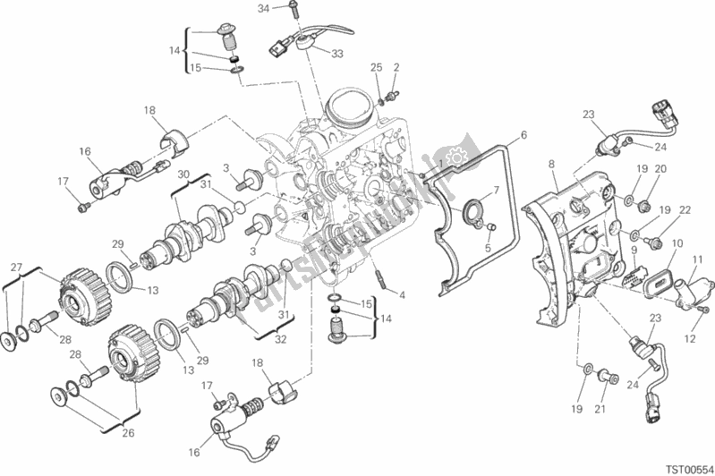 All parts for the Testa Orizzontale - Distribuzione of the Ducati Multistrada 1200 S D-air 2016